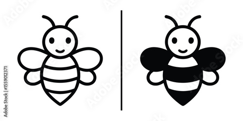 Honeybee Duo: The image showcases a cute honeybee illustration, the contrast design of light and shadow creates an intriguing visual for viewers.