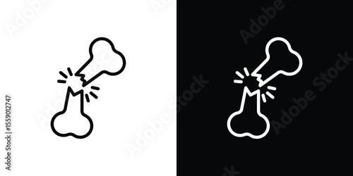 Broken bone icon in thin stroke and flat style.