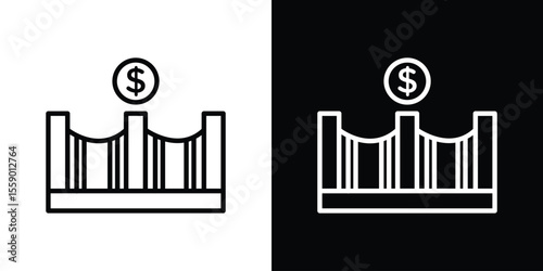 Bridging loan icon in thin stroke and flat style.
