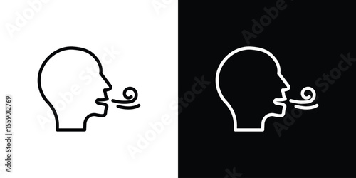 Breath icon in thin stroke and flat style.