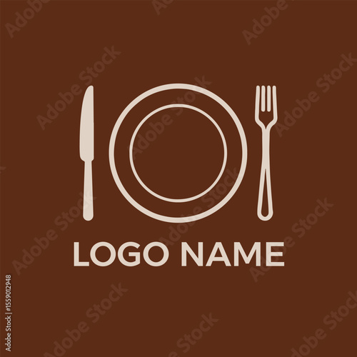 Restaurant Icon Design with Utensils Plate and Culinary Theme for Food Industry