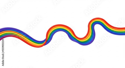 Wallpaper Mural 虹色リボン 優しく波打つ カラフルな抽象画 背景白 (Niji-iro ribon yasashiku nadatsu karahurun'a chusho gaka haikei shiro) This translates roughly to: Rainbow ribbon gently waving colorful abstract painting white background. Torontodigital.ca