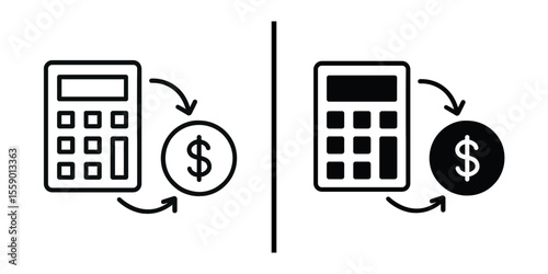 Financial Calculation: A straightforward graphic illustrating the concept of financial calculation. The design utilizes a calculator and a dollar symbol connected by an arrow.