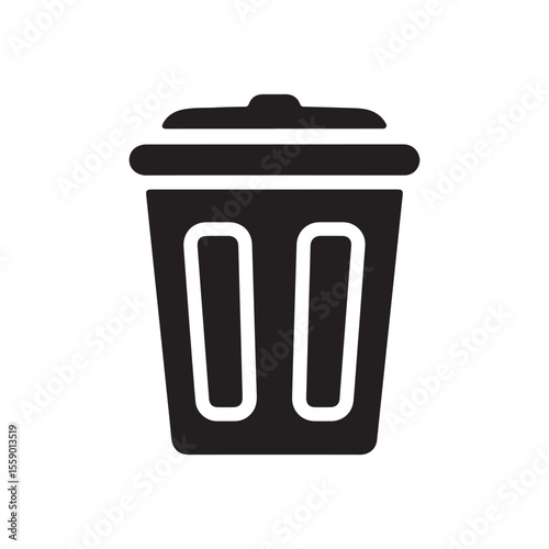 Black Silhouette of a Trash Can or Waste Bin