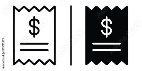 Receipt Icon: A minimalistic depiction of a receipt symbol, highlighting financial transactions and economic concepts with both light and dark themes.