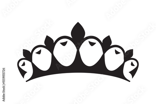 Black Silhouette of a Royal Crown or Tiara, Symbol of Power and Elegance