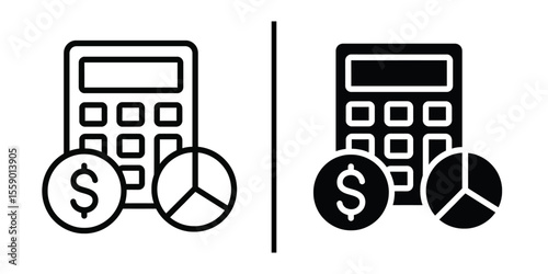 Financial Analysis Icons: Striking graphical representation, a pair of icons symbolizes financial calculations, offering a stark contrast of light and shadow.