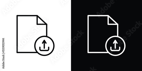 Upload file icon in thin stroke and flat style.