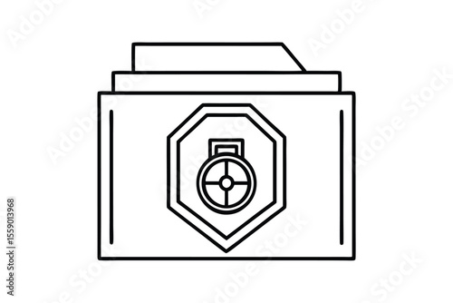 Secure Folder: A simple, flat illustration depicts a secure folder icon, symbolizing the protection and safekeeping of digital files and sensitive information.