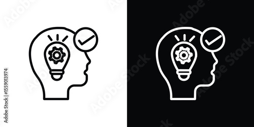 Understand icon in thin stroke and flat style.