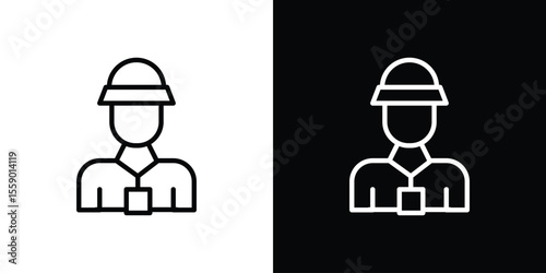 Tourist Guide icon in thin stroke and flat style.