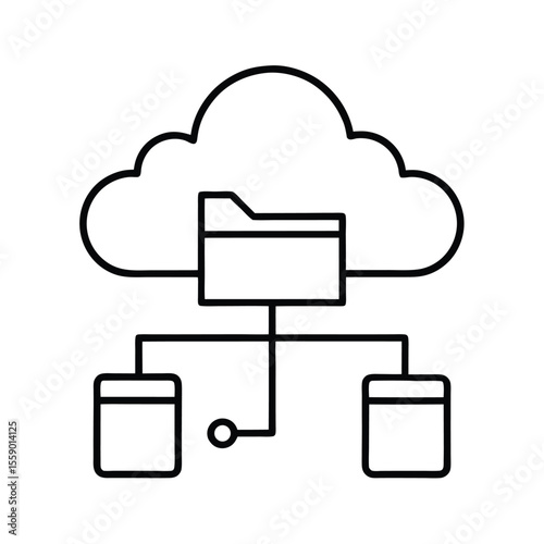 Cloud Data Organization: A digital illustration depicting a centralized cloud-based data management system.