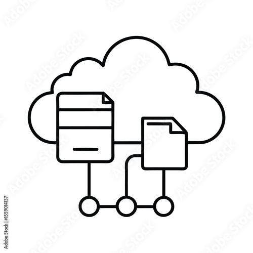 Cloud Data Storage Icon: A simple yet effective line art icon depicting cloud-based data storage, showcasing seamless file synchronization and accessibility.