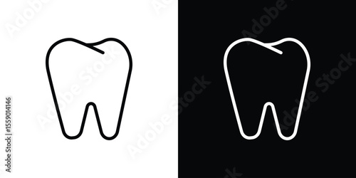 Tooth icon in thin stroke and flat style.