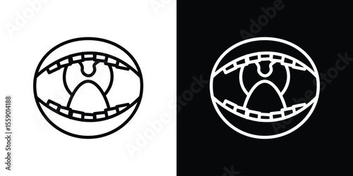 Tonsillitis icon in thin stroke and flat style.