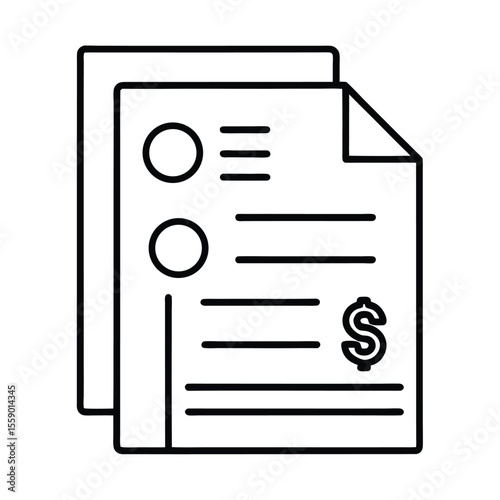 Financial Document Icon: Clean and crisp illustration of two stacked documents, showcasing a financial document.