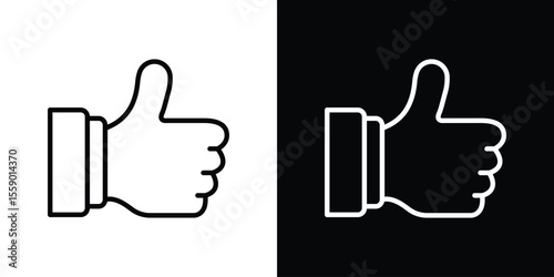 Thumb up icon in thin stroke and flat style.