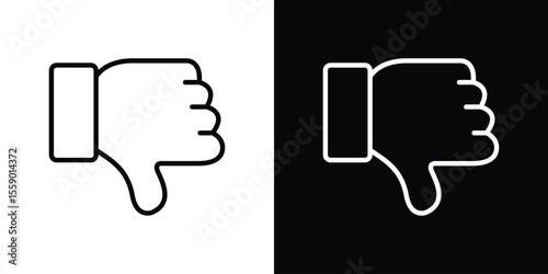 Thumb down icon in thin stroke and flat style.