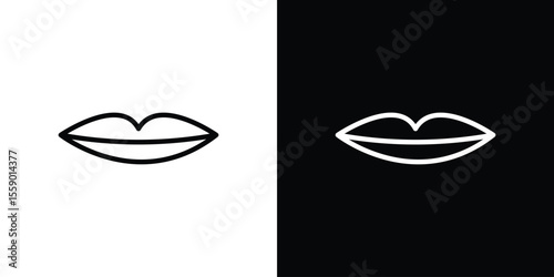 Thin lips icon in thin stroke and flat style.