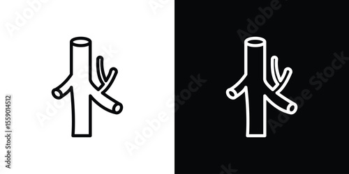 Blood vessel icon in thin stroke and flat style.