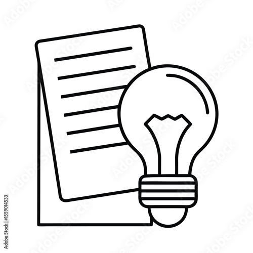 Creative Idea & Paperwork: A light bulb paired with a stack of papers, representing innovation, new ideas, and the process of planning and document creation in a creative and professional manner.