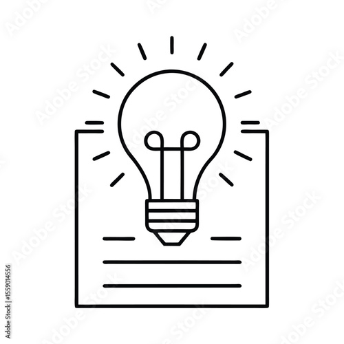 Idea Generation: A symbol of a brilliant idea, illustrated with a light bulb illuminating above a document, showcasing the power of innovation and creative thinking.