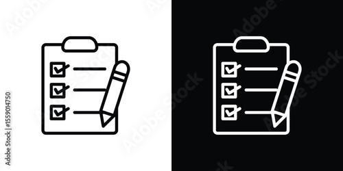 Survey icon in thin stroke and flat style.