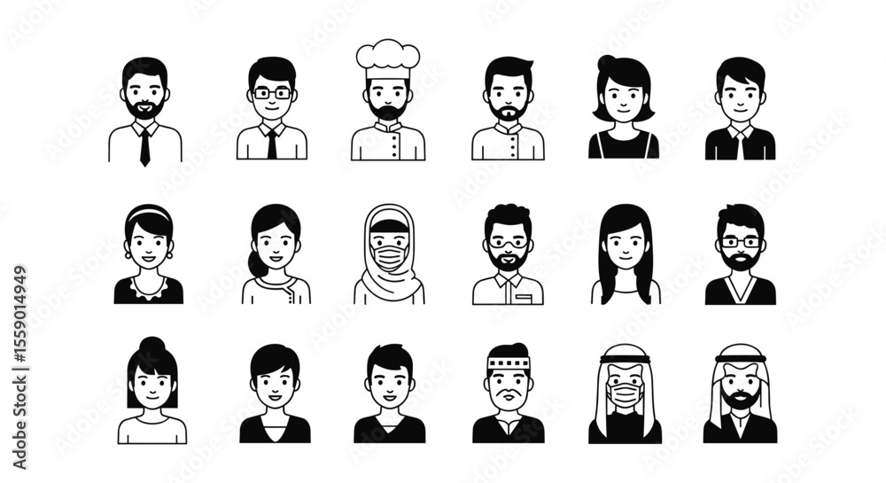 Fototapeta premium Minimalist Outline Avatar Collection