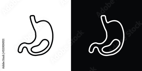 Stomach with Liquids icon in thin stroke and flat style.
