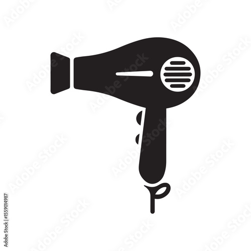 Black Silhouette of a Hair Dryer for Personal Grooming and Styling