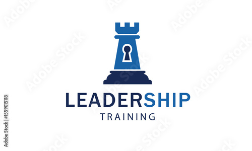 "Leadership Training Logo with Chess Rook and Keyhole Design - Strategy & Solutions"