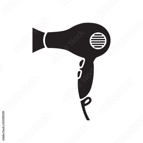 Black Silhouette of a Hair Dryer for Personal Grooming and Styling