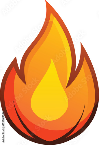Vector illustration of a fire flame icon with red and orange burning elements
