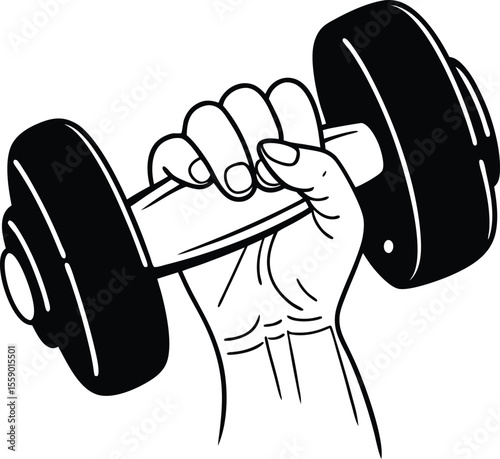 Hand Holding Dumbbell Clipart – Strong Fitness Workout Vector

