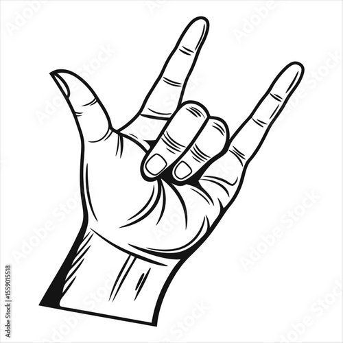  Hand Sign Line Art Vector Illustration

