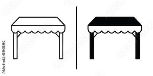 Contrasting Table Design: A graphic depiction showcasing two side-by-side tables, one in crisp outline and the other filled with black, representing contrasting design elements and possibilities.