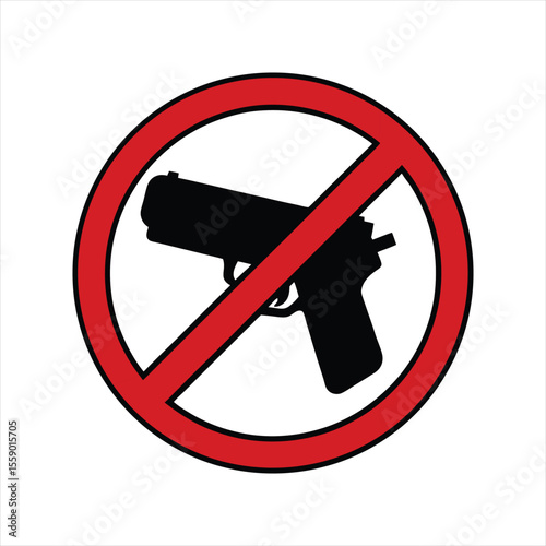 No Gun Sign Vector – Firearm Prohibited Warning Symbol

