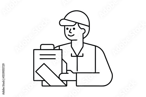 Delivery Person with Clipboard Efficient Service and Reliable Delivery