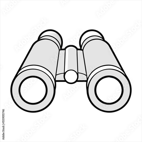 Binoculars with black lenses isolated on a white background for optical viewing or vintage surveillance equipment
