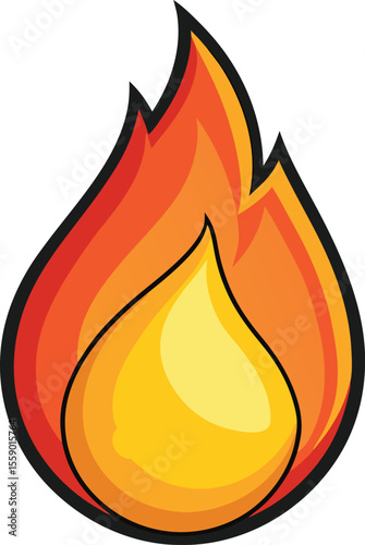Vector illustration of a fire flame icon with red and orange burning elements