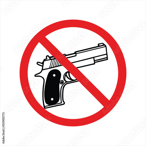 No Gun Sign Vector – Firearm Prohibited Warning Symbol


