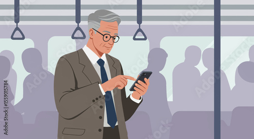 a man in a suit and tie using his cell