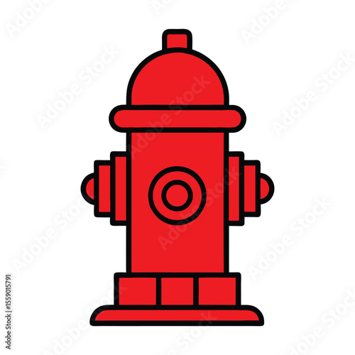 Red Fire Hydrant Icon Clipart – Bold Flat Vector Illustration

