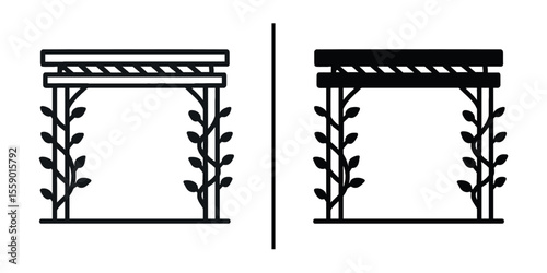 Garden Arch Icon Set: A versatile set of two garden arch icons, perfect for wedding invitations, garden decor designs, or landscaping projects.