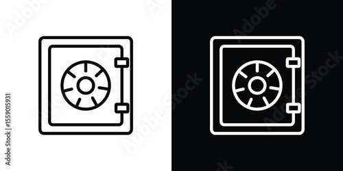 Safe icon in thin stroke and flat style.