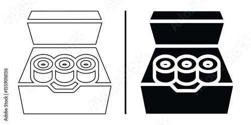 Sushi Box Illustration: A visually striking illustration of a sushi box. capturing its essence with precision, showcasing the art of Japanese cuisine
