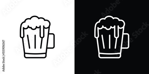 Beer icon in thin stroke and flat style.