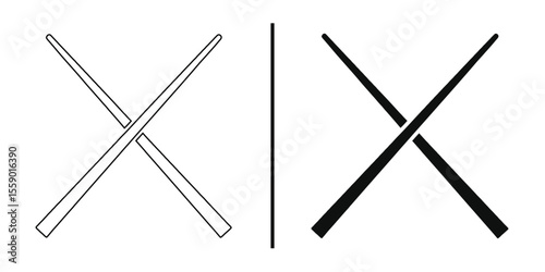 Chopsticks: A creative composition. Two sets of chopsticks are crossing with each other, isolated on a white background. Representing culinary delight and cultural heritage.