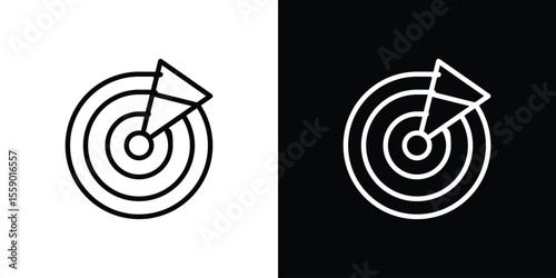Radar detection icon in thin stroke and flat style.