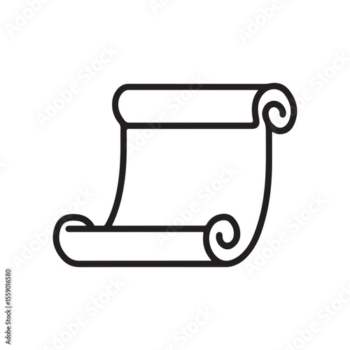 Elegant Outline Icon of a Rolled Paper Scroll or Ancient Parchment Document